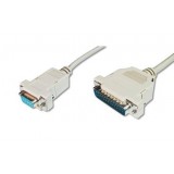 Cablu imprimanta AT serial DB9 mama - paralel DB25 tata ; ASSMANN LPT Connection Cable DSUB25 Male (plug) / DSUB9 Female (jack) 3m grey
